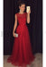 red  A-line Sleeveless Tulle Sequined Long Formal Dress Prom Dresses - Prom Dresses