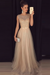 Champagne A-line Sleeveless Tulle Sequined Long Formal Dress Prom Dresses - Prom Dresses