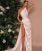 Elegant Green One Shoulder Sleeveless Mermaid Front Split Evening Dress Online