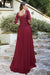 Elegant Half Sleeves Aline Evening Dress Jewel Neck Lace Appliques Tulle Front Split Party Dress - Prom Dresses