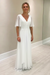 White Elegant Half Sleeves V-neck Aline Wedding Guest Dress Chiffon Mother of the Bride Dress - Prom Dresses