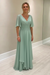 Sage Green Elegant Half Sleeves V-neck Aline Wedding Guest Dress Chiffon Mother of the Bride Dress - Prom Dresses