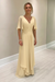 Light Yellow Elegant Half Sleeves V-neck Aline Wedding Guest Dress Chiffon Mother of the Bride Dress - Prom Dresses