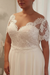 Elegant Half Sleeves V-Neck Lace A-Line Wedding Dresses - wedding dresses