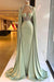 Elegant Halter Green Beaded A-Line Mermaid Prom Dress
