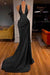 Elegant Halter V-Neck Mermaid Prom Dress Ruched Satin Long Evening Dress