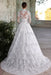 Elegant High Neck Long Sleeves A-Line Appliques Lace Wedding Dress