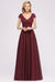 Bridelily Elegant Lace Open-Back Long Burgundy Bridesmaid Dresses Online