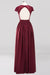 Bridelily Elegant Lace Open-Back Long Burgundy Bridesmaid Dresses Online