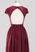 Bridelily Elegant Lace Open-Back Long Burgundy Bridesmaid Dresses Online