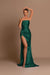 Elegant Light Blue Off-The-Shoulder Evening Dress with Pleated Slit Ball Gown