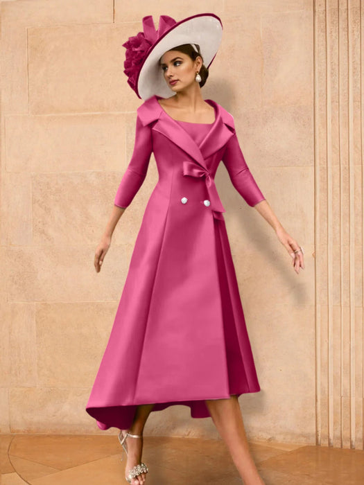 Long-Sleeve A-Line Princess Gown for the Mother of the Bride with Bowknot