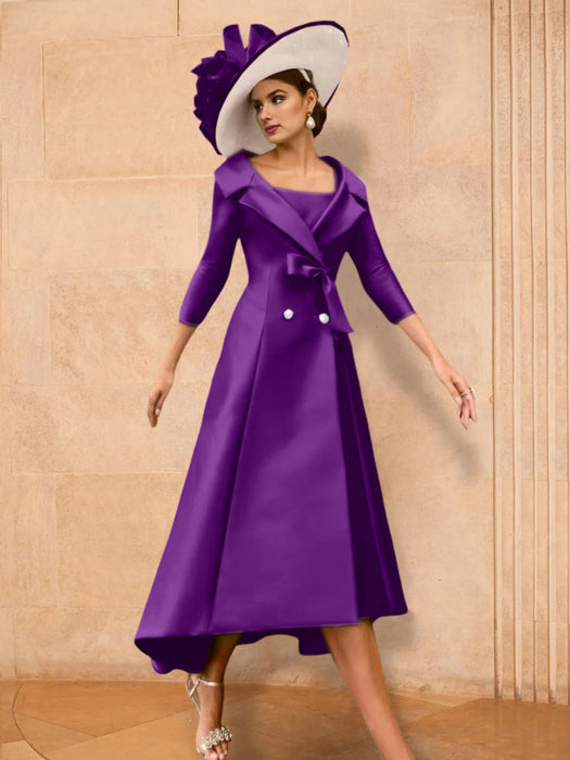 Long-Sleeve A-Line Princess Gown for the Mother of the Bride with Bowknot
