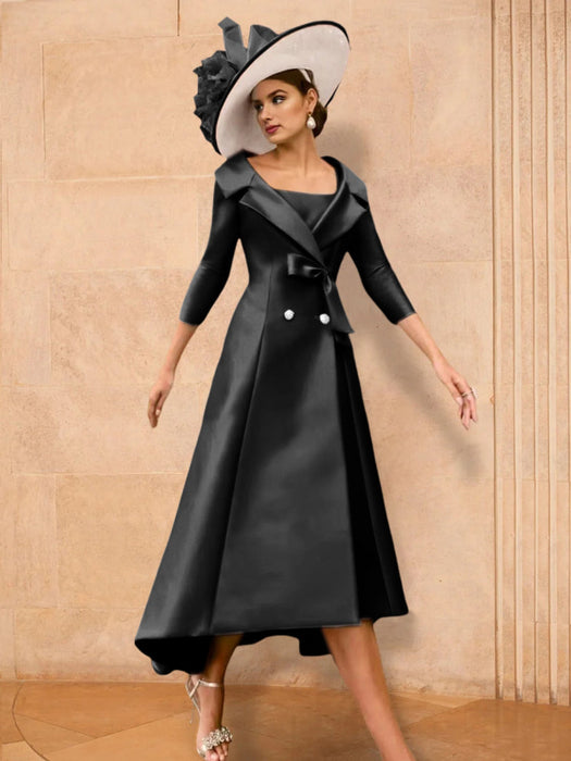 Long-Sleeve A-Line Princess Gown for the Mother of the Bride with Bowknot