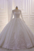 Elegant Long Sleeve High Neck A-line Wedding Dress with Lace Pearls and Sequined Ruffles - Wedding Dress