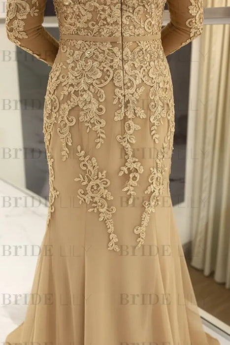 Elegant Long Sleeves Lace mother of the bride dress V-Neck - Prom Dresses