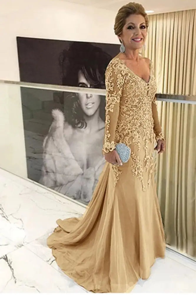 Lace Long Mother of the Bride Dresses On Sale-Bridelily Lace Long Mother of the Bride Dresses On Sale-Bridelily