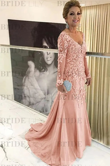 Lace Long Mother of the Bride Dresses On Sale-Bridelily Lace Long Mother of the Bride Dresses On Sale-Bridelily