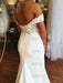 Elegant Off Shoulder Mermaid White Lace Long Prom Wedding Dresses, Mermaid White Formal Dresses, White Lace Evening Dresses 