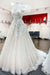 Elegant Off-the-shoulder A-line Wedding Dress Featuring Ruffles and Tulle Lace