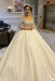 Elegant Off-the-Shoulder Backless Wedding Dress with Pearl Beading