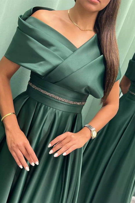 Elegant Off-the-Shoulder Long Evening Dress Pleated and On Sale