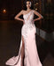 Elegant One-Shoulder Applique Mermaid Prom Dress with Split