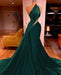  Elegant One Shoulder Mermaid Prom Dress Long Pleated with Beads