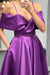 Elegant Prom Dress with Pockets - Purple Off-The-Shoulder A-Line