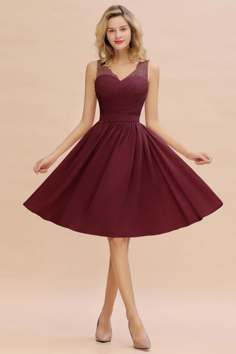 burgundy knee length bridesmaid dresses Burgundy Bridesmaid Dresses,Knee Length Bridesmaid Dress,Short Mother Dress,BD00242, US16W / Burgundy