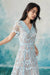 Elegant Sky Blue Simple Floral Lace Dress Aline Formal Dress - Dresses