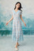 Elegant Sky Blue Simple Floral Lace Dress Aline Formal Dress - Sky Blue / S - Dresses