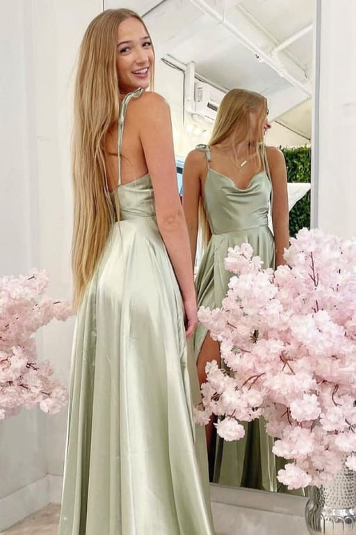 Elegant Sleeveless Spaghetti-Straps Split Mermaid Evening Dress