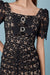 Elegant Square Neck Black Lace Midi Dress with Bow A-Line Summer Dress Short Sleeves - Dresses