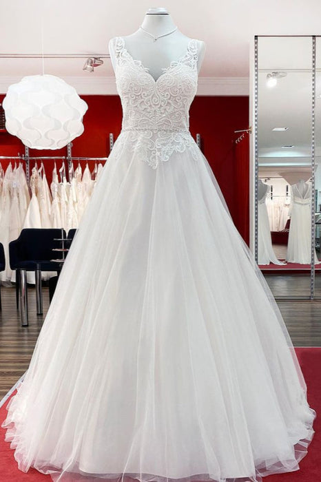 Elegant Sweetheart A-line Wedding Gown with Long Tulle Ruffles - Wedding Dresses