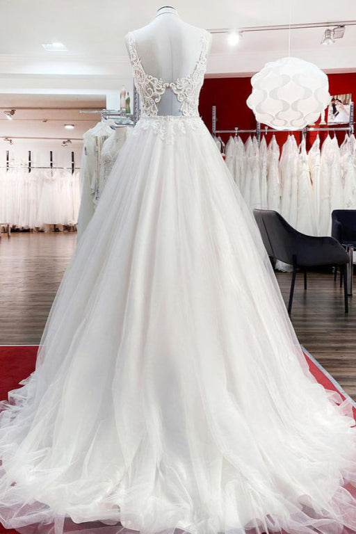 Elegant Sweetheart A-line Wedding Gown with Long Tulle Ruffles