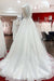 Elegant Long A-line Wedding Dress with V-neck, Spaghetti Straps, and Lace Ruffles