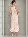 Tea-Length Mother of the Bride Sheath Dress with Beaded Jacket