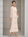 Tea-Length Mother of the Bride Sheath Dress with Beaded Jacket