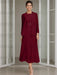 Tea-Length Mother of the Bride Sheath Dress with Beaded Jacket