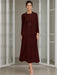 Tea-Length Mother of the Bride Sheath Dress with Beaded Jacket