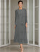 Tea-Length Mother of the Bride Sheath Dress with Beaded Jacket