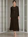Tea-Length Mother of the Bride Sheath Dress with Beaded Jacket