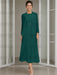 Tea-Length Mother of the Bride Sheath Dress with Beaded Jacket