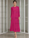 Tea-Length Mother of the Bride Sheath Dress with Beaded Jacket