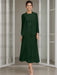 Tea-Length Mother of the Bride Sheath Dress with Beaded Jacket