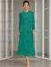 Tea-Length Mother of the Bride Sheath Dress with Beaded Jacket