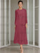 Tea-Length Mother of the Bride Sheath Dress with Beaded Jacket