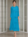 Tea-Length Mother of the Bride Sheath Dress with Beaded Jacket