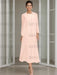 Tea-Length Mother of the Bride Sheath Dress with Beaded Jacket